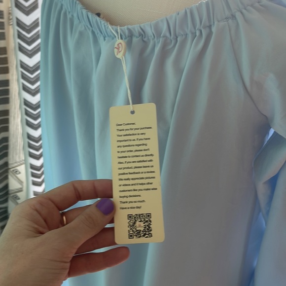✨NEW! Grace Karin Dress Sky Blue Off the Shoulder Long Sleeve Size Medium - Picture 6 of 8